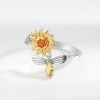 Adjustable Sunflower Rotating Ring With Zicron Simple Versatile Popular Anxiety Relief Ring