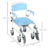 Bathroom Wheelchair, Commode Wheelchair, Rolling Shower Wheelchair with 4 Castor Wheels