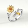 Adjustable Sunflower Rotating Ring With Zicron Simple Versatile Popular Anxiety Relief Ring